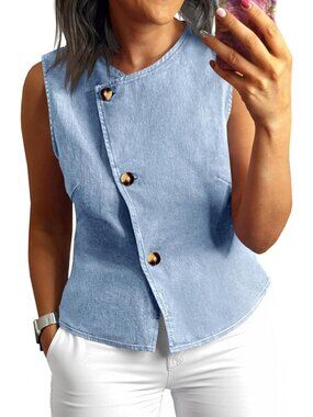 Chic Women's Sleeveless Denim Vest Jacket - Stylish Jean Top for Casual Wear